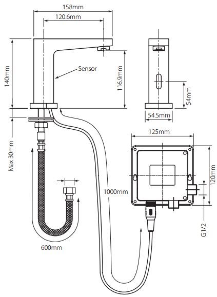 Vado I-tech bateria umywalkowa sensoryczna bezdotykowa chrom IR-100/LIF-C/P