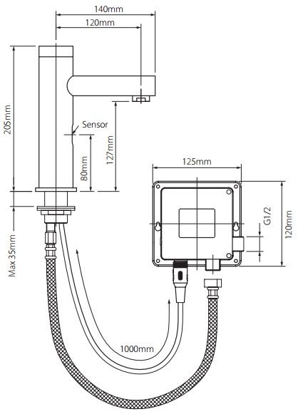 Vado I-tech bateria umywalkowa sensoryczna bezdotykowa chrom IR-100/ZOO-C/P