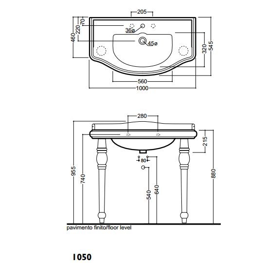 Kerasan Retro noga ceramiczna pod umywalkę 100 biały 108301