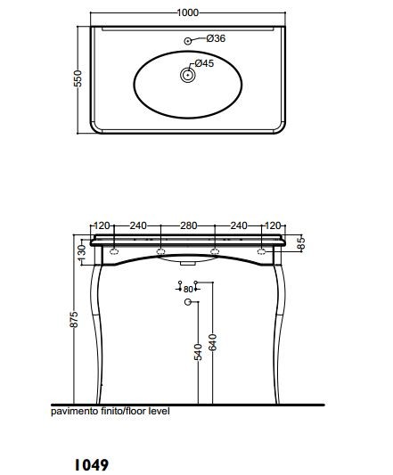 Kerasan Retro umywalka biała stojąca na chromowanych nogach 100x55 1049K0