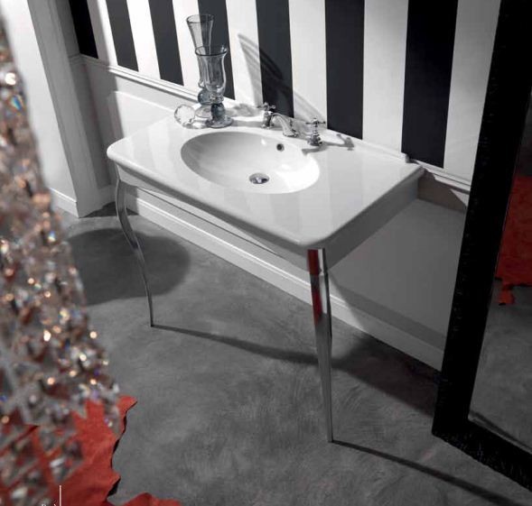 Kerasan Retro umywalka biała stojąca na złotych nogach oro 100x55 1049K1