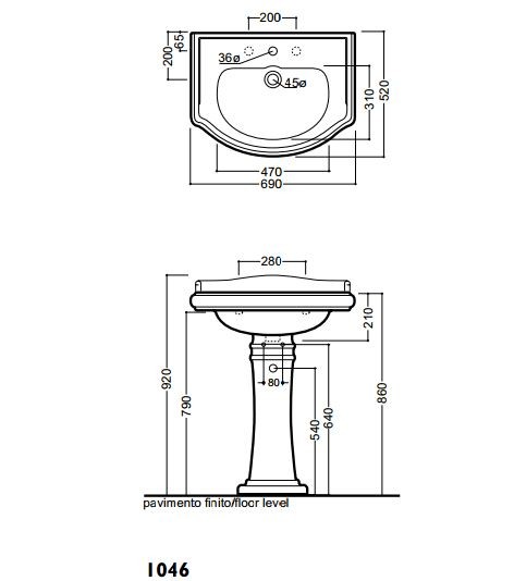 Kerasan Retro umywalka 69x52 biały 104601