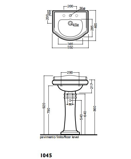 Kerasan Retro umywalka 55x46,5 biały 104501