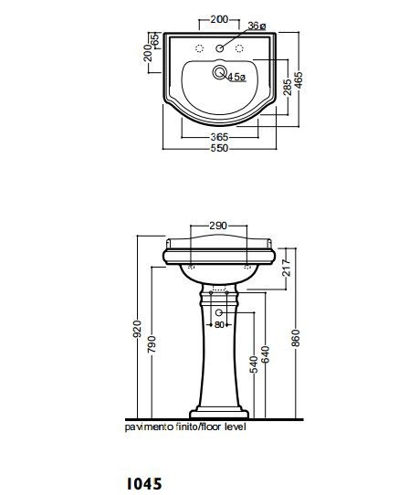 Kerasan Retro postument noga do umywalki 55, 69, 73 biały 1070
