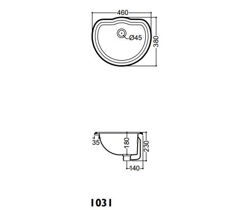 Kerasan Retro umywalka wpuszczana w blat 50x41 biały 1031