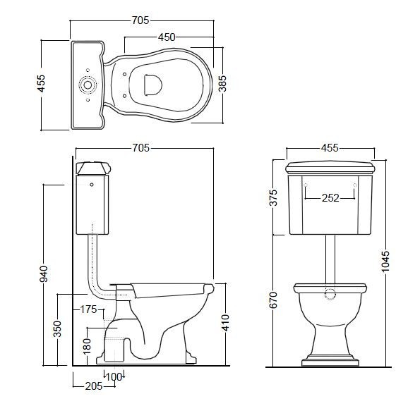 Kerasan Retro mechanizm do spłuczki dolnopłuk złoto oro 751391