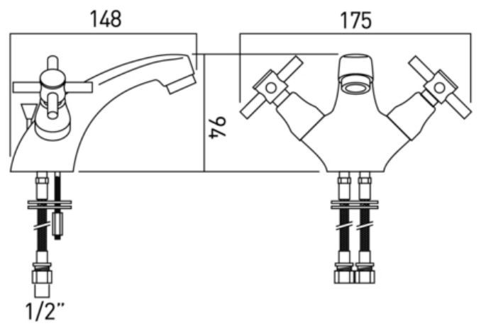 Axces by Vado Vecta bateria umywalkowa z korkiem chrom AX-VEC-100/CD-CP