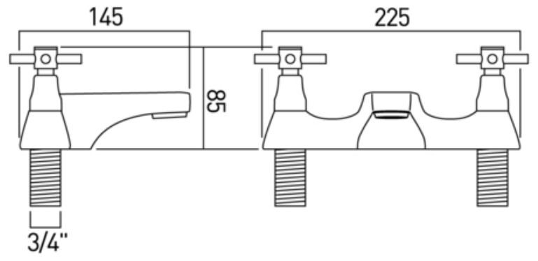 Axces by Vado Vecta bateria wannowa dwuotworowa chrom AX-VEC-137/CD-CP