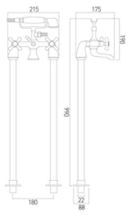 Axces by Vado Victoriana bateria wannowa wolnostojąca z zestawem prysznicowym chrom AX-VIC-133/CD+K-CP