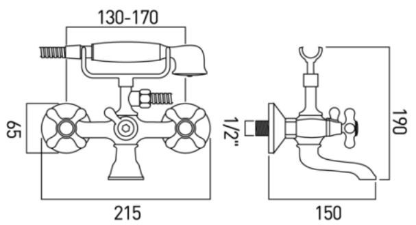 Axces by Vado Victoriana bateria wannowa z zestawem chrom AX-VIC-120/CD-CP