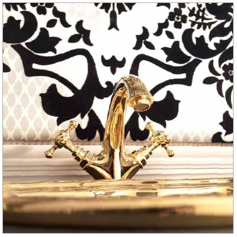 Kerasan Retro bateria bidetowa dwuuchwytowa złoty gold oro 739091