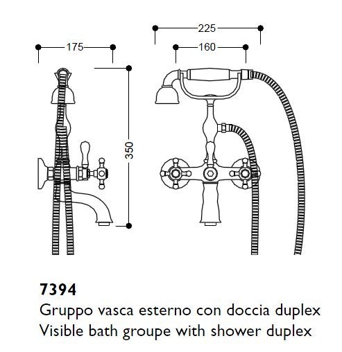 Kerasan Retro bateria wannowa dwuuchwytowa z zestawem złoty oro gold 739491