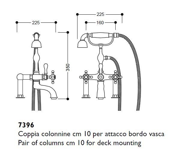 Kerasan Retro kolanka sztorcowe do baterii wannowej brąz 739693