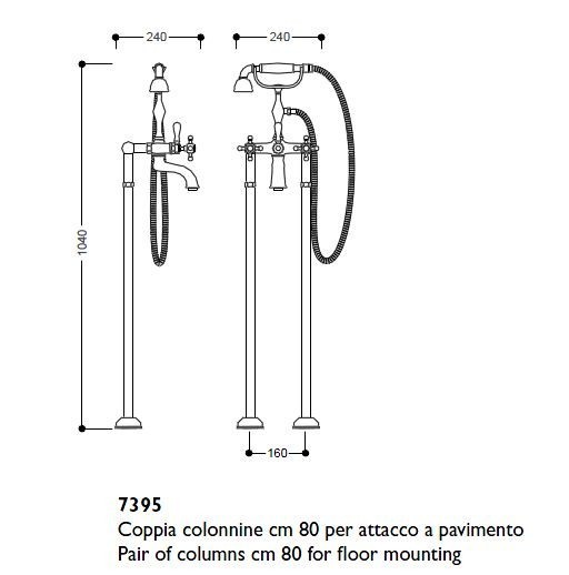 Kerasan Retro nogi podłogowe do baterii wannowej brąz bronzo 739593