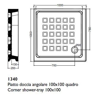 Kerasan Retro brodzik kwadratowy ceramiczny 100x100 biały 1340