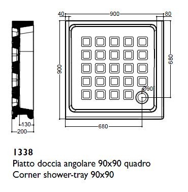 Kerasan Retro brodzik kwadratowy ceramiczny 90x90 biały 1338