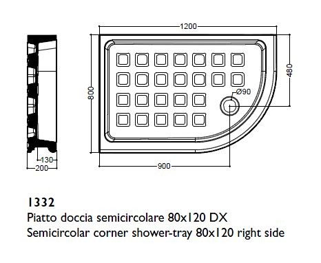 Kerasan Retro brodzik półokrągły ceramiczny prawy 80x120 DX biały 1332