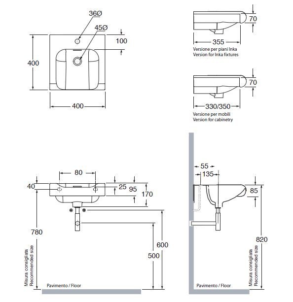 Kerasan Agua Libre Inka Project umywalka półblatowa 40x40 czarny mat 341231