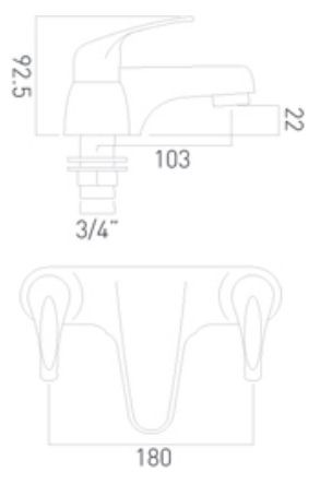 Axces by Vado Matrix bateria wannowa dwuotworowa chrom AX-MAT-137-CP
