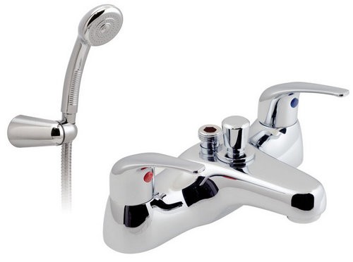 Axces by Vado Matrix bateria wannowa dwuotworowa z zestawem chrom AX-MAT-130+K-CP