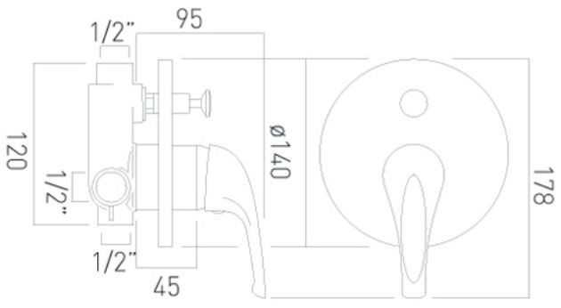 Axces by Vado Matrix bateria wannowo-prysznicowa podtynkowa chrom AX-MAT-147A-CP