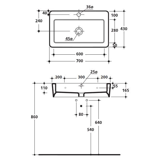 Kerasan Ego umywalka 70x43 biały 3250