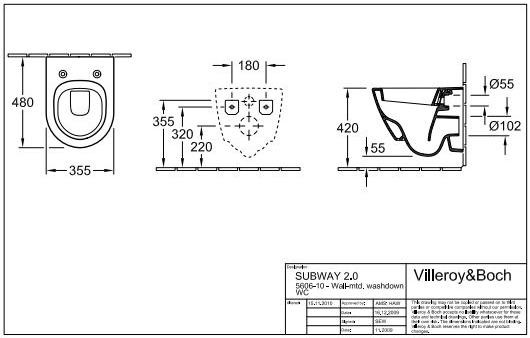 Villeroy&Boch Subway 2.0 Compact muszla wisząca 48cm biała weiss alpin ceramicplus 560610R1