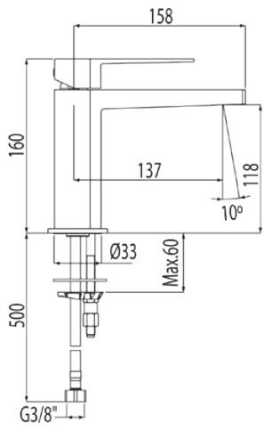 Tres Slim-Tres bateria umywalkowa perlator chrom 202.103.01