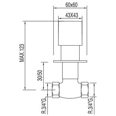 Tres Slim-Tres zawór odcinający z gwintem 3/4;amp;amp;quot; chrom 1.07.511