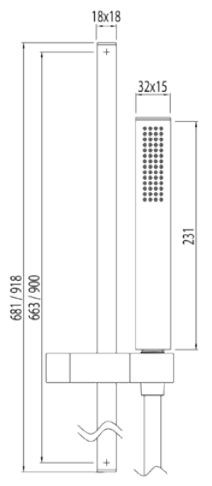 Tres Slim-Tres komplet słuchawka-drążek dł.60cm chrom 034.336.03