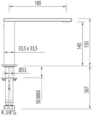Tres Cuadro bateria umywalkowa perlator chrom 1.06.205.01