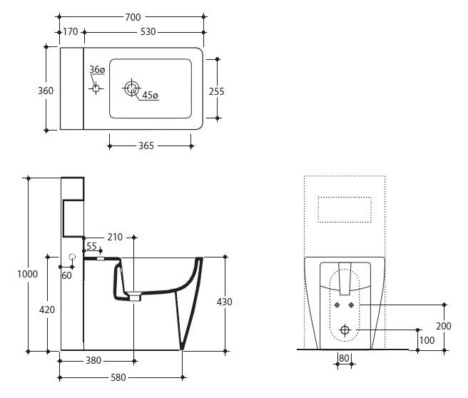 Kerasan panel ceramiczny z półką do bidetu biały 2482