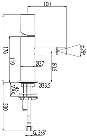 Tres Max bateria bidetowa perlator z korkiem chrom 061.120.01.D
