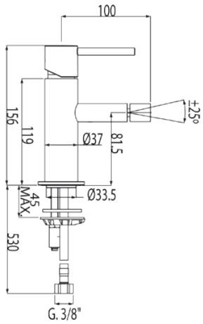 Tres Max bateria bidetowa perlator z korkiem chrom 062.120.01.D