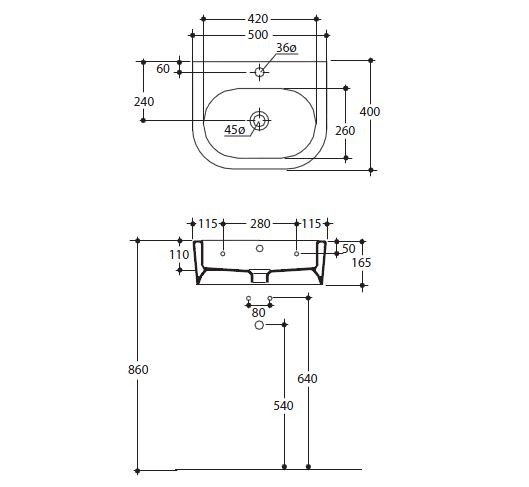 Kerasan Flo umywalka 50x40 biały 3141