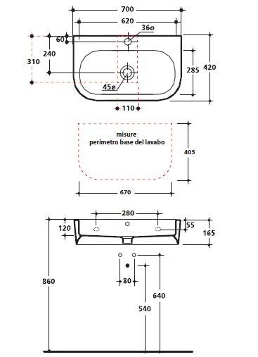 Kerasan Flo umywalka 70x42 biały 3150