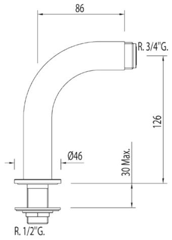 Tres Max kolanko do baterii wannowej chrom 299.870.01