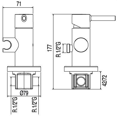 Tres Max bateria podtynkowa do bidetu lub WC chrom 1.34.122