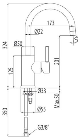 Tres Alplus bateria umywalkowa wysoka perlator chrom 203.403.01