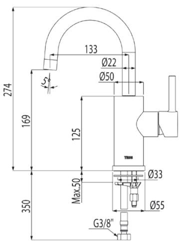 Tres Alplus bateria umywalkowa perlator chrom 203.703.01