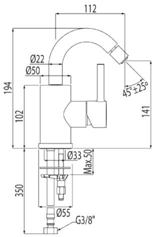 Tres Alplus bateria bidetowa perlator chrom 203.224.01