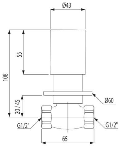 Tres Bimax zawór odcinający z gwintem 1/2;amp;amp;quot; chrom 061.155.01
