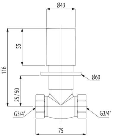 Tres Bimax zawór odcinający z gwintem 3/4;amp;amp;quot; chrom 061.511.01