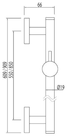 Tres Minimal drążek niklowany dł.55cm chrom 1.34.618