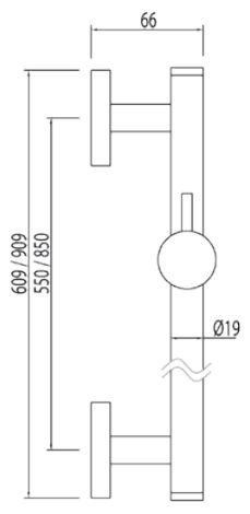 Tres Minimal drążek niklowany dł.85cm chrom 1.34.619