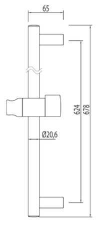 Tres Max-Mini drążek niklowany dł.62,4cm chrom 034.637.02
