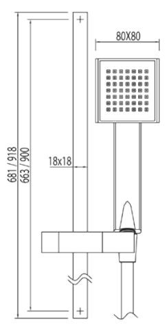 Tres Cuadro-Mini komplet słuchawka-drążek dł.68cm antical chrom 1.34.512