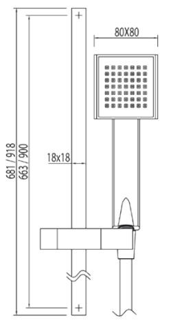 Tres Cuadro-Mini komplet słuchawka-drążek dł.92cm antical chrom 1.34.522