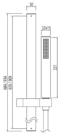 Tres Project-Slim komplet słuchawka-drążek dł.66cm chrom 034.526.02