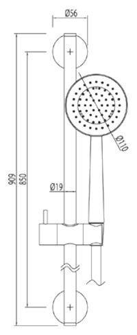 Tres komplet słuchawka-drążek dł.91cm chrom 061.928.01